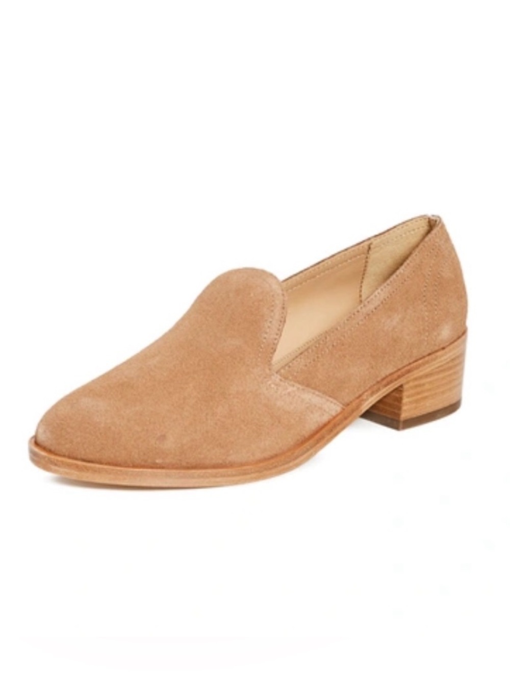 Soludos Sophia Tan block heel Suede Slip-On Loafers